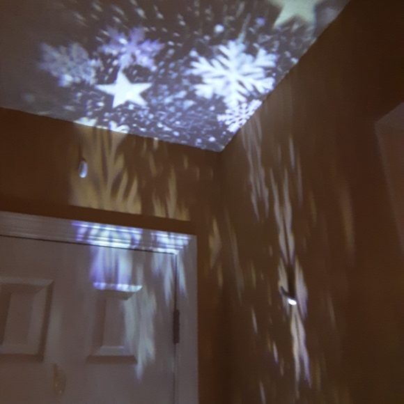 NEW Silver Glitter Star Christmas Tree Topper w/LED rotating pattern lights - Picture 10 of 11